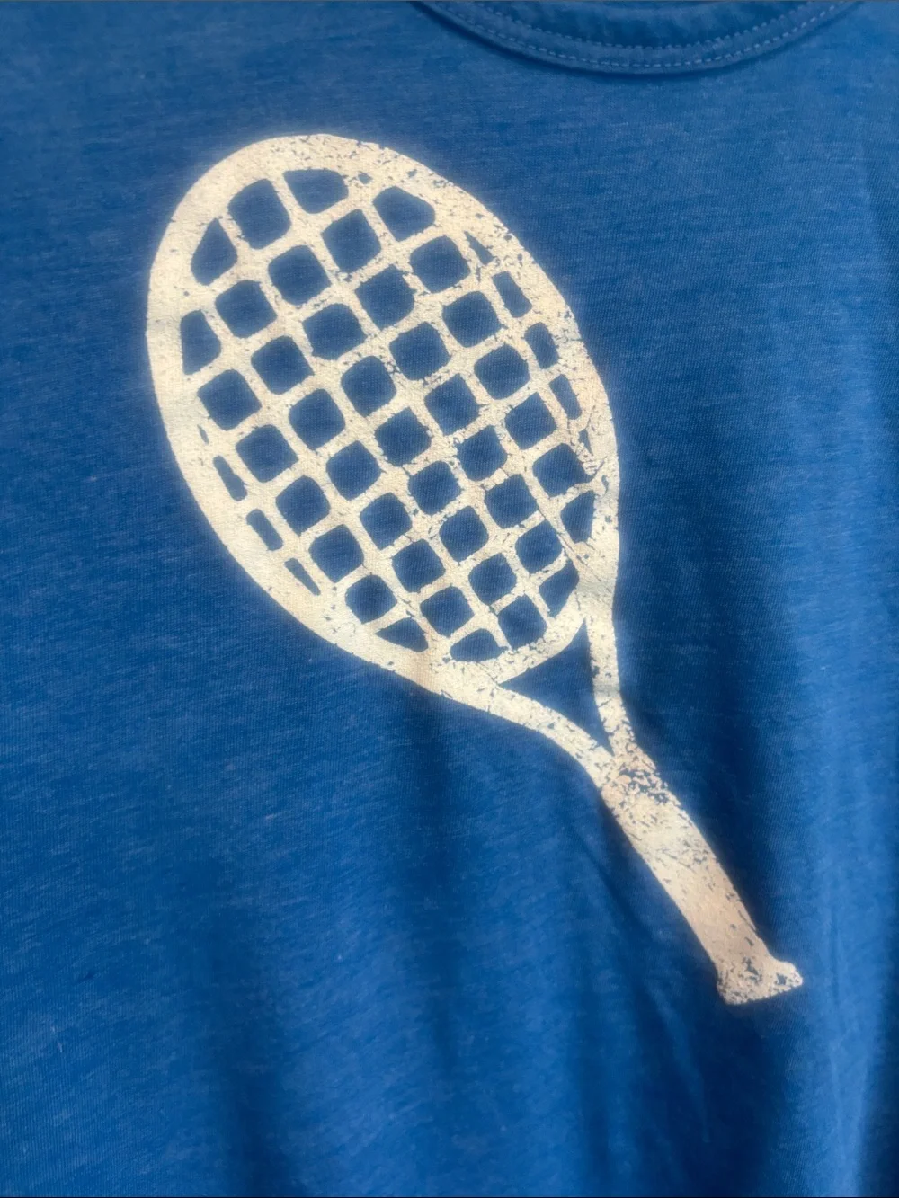 Blue Tennis Racket Razorback Graphic Tank Top - Picture 4 of 5